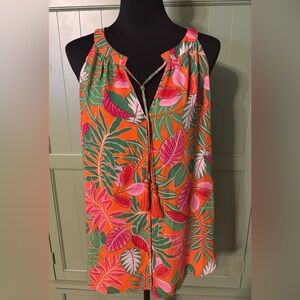 Rose & Olive Boho Floral Halter Neck Blouse with Tassel Ties